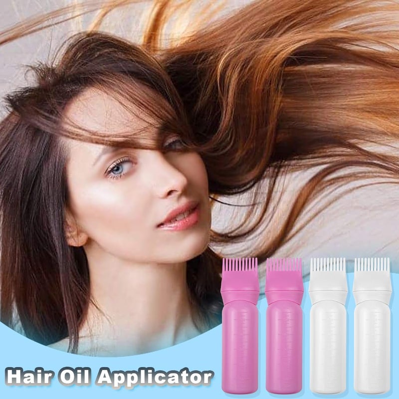 ELANE 4 Pack Root Comb Applicator Bottle,Oil Comb Applicator for Hair Dye Shampoos Hair Salons (2 pink + 2 white) - Image 5